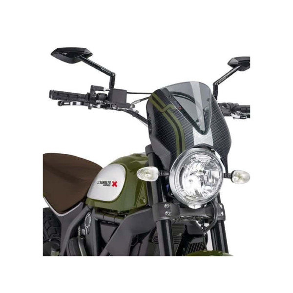Puig Retrovision Carbon Look Semi Fairing And Screen Light Smoke